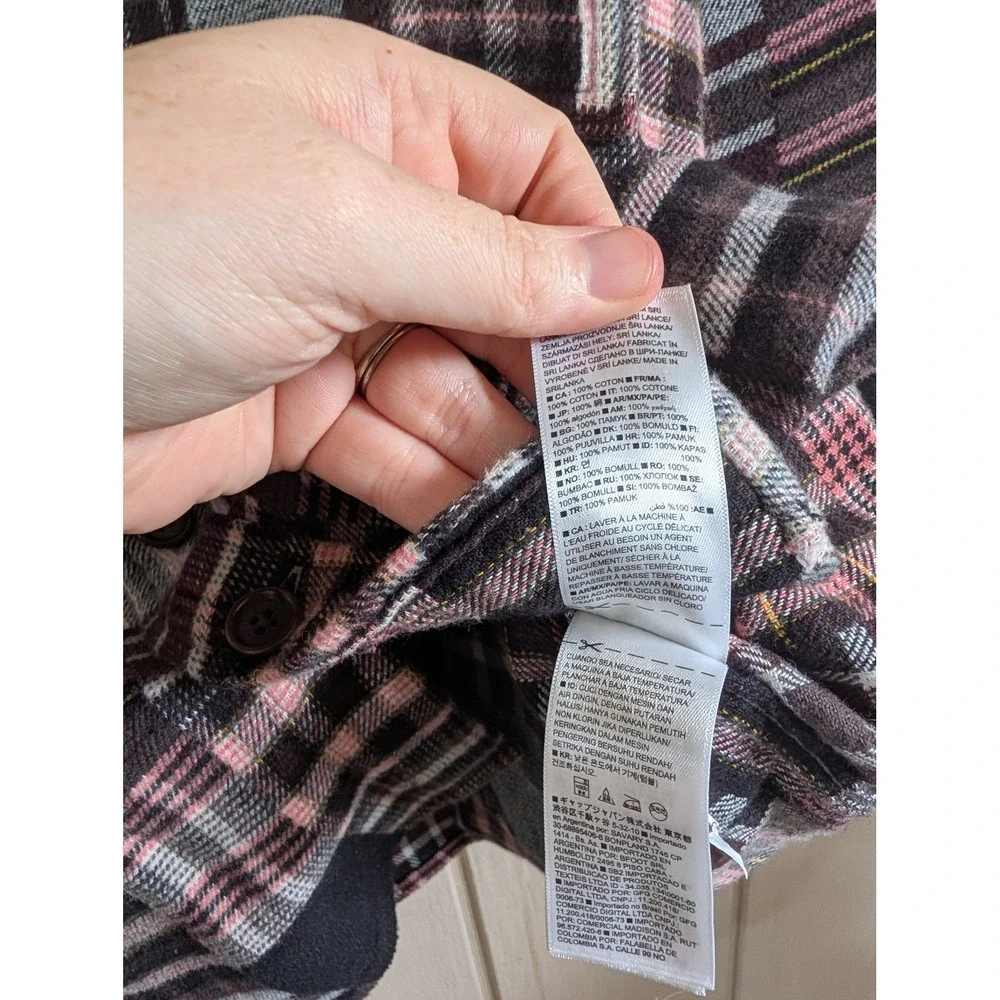 Banana Republic Patchwork Plaid Flannel Shirt Multi-Color Mens M